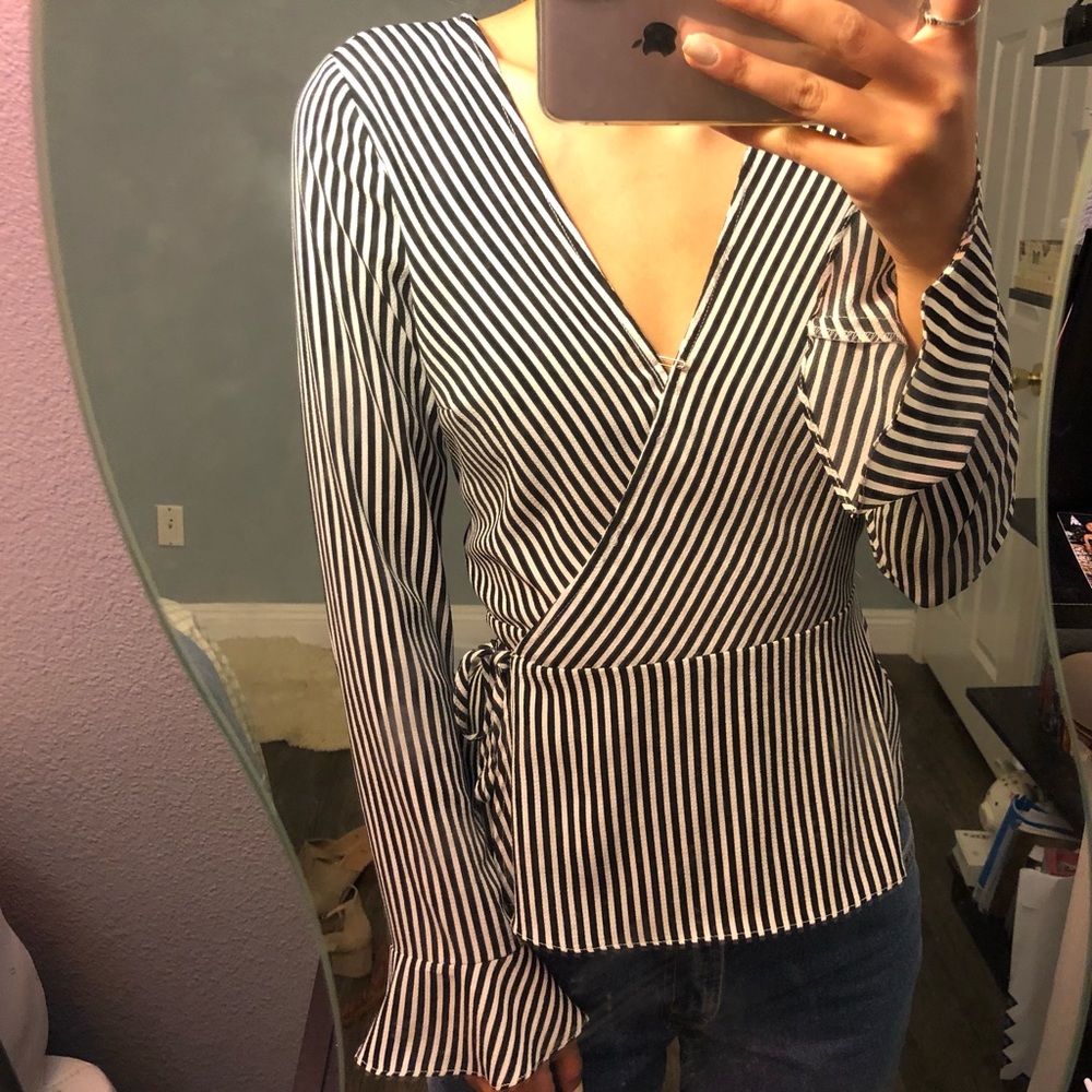 Black and nude self tie top